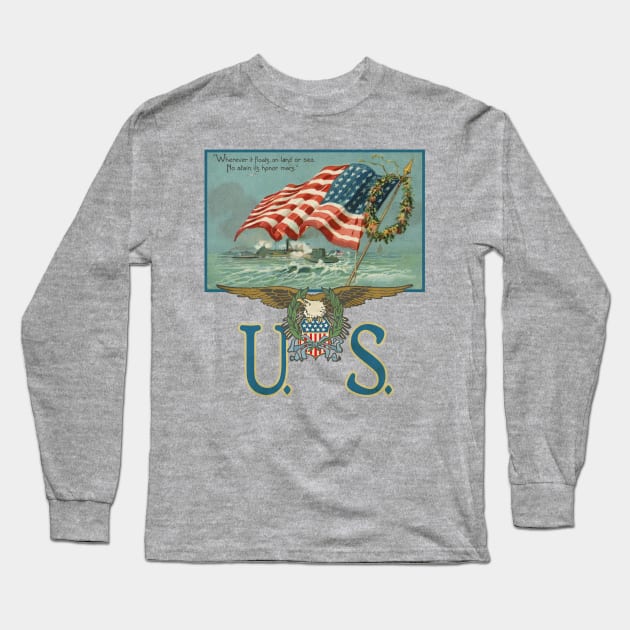 Vintage Star Spangled Banner with U.S. Eagle & Shield Long Sleeve T-Shirt by MatchbookGraphics